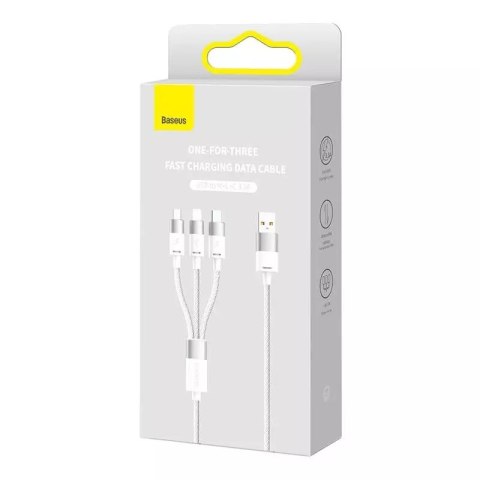 Baseus Kabel USB 3w1 Baseus StarSpeed, USB-C + micro USB + Lightning, 3,5A, 1.2m (biały) Baseus Kabel USB 3w1 Baseus StarSpeed, USB-C + micro USB + Lightning, 3,5A, 1.2m (biały)