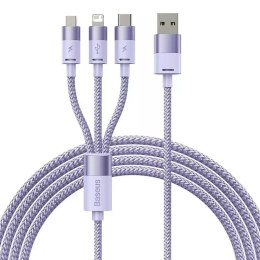 Baseus Kabel USB 3w1 Baseus StarSpeed, USB-C + micro USB + Lightning, 3,5A, 1.2m (fioletowy)