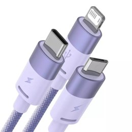 Baseus Kabel USB 3w1 Baseus StarSpeed, USB-C + micro USB + Lightning, 3,5A, 1.2m (fioletowy)