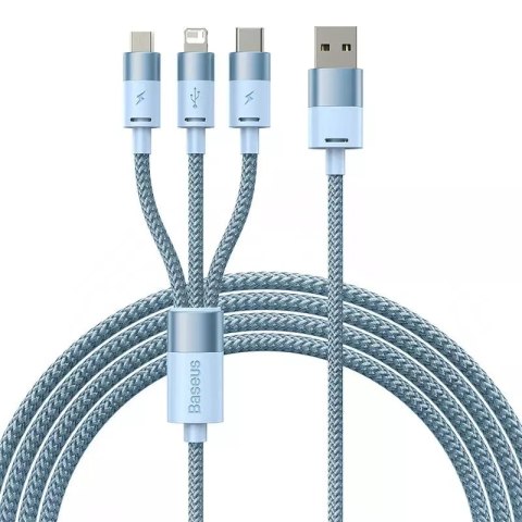 Baseus Kabel USB 3w1 Baseus StarSpeed, USB-C + micro USB + Lightning, 3,5A, 1.2m (niebieski) Baseus Kabel USB 3w1 Baseus StarSpeed, USB-C + micro USB + Lightning, 3,5A, 1.2m (niebieski)