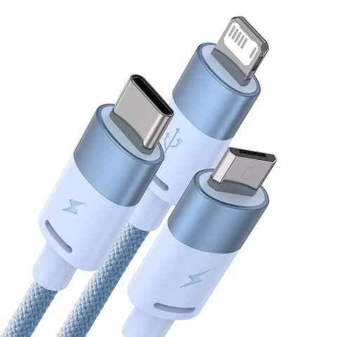 Baseus Kabel USB 3w1 Baseus StarSpeed, USB-C + micro USB + Lightning, 3,5A, 1.2m (niebieski) Baseus Kabel USB 3w1 Baseus StarSpeed, USB-C + micro USB + Lightning, 3,5A, 1.2m (niebieski)