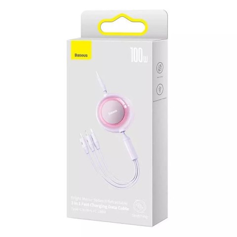 Baseus Kabel USB-C 3w1 Baseus Bright Mirror 4, micro USB / Lightning / USB-C, 100W / 3.5A, 1.1m (fioletowy) Baseus Kabel USB-C 3w1 Baseus Bright Mirror 4, micro USB / Lightning / USB-C, 100W / 3.5A, 1.1m (fioletowy)