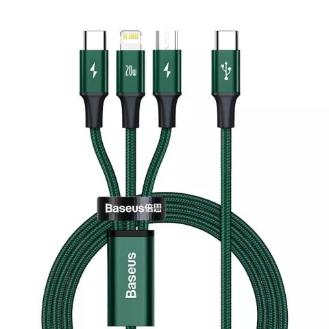 Baseus Kabel USB-C 3w1 Baseus Rapid Series, micro USB / Lightning / USB-C, 20W, 1.5m (zielony) Baseus Kabel USB-C 3w1 Baseus Rapid Series, micro USB / Lightning / USB-C, 20W, 1.5m (zielony)