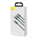 Baseus Kabel USB-C 3w1 Baseus Rapid Series, micro USB / Lightning / USB-C, 20W, 1.5m (zielony)