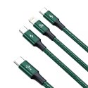 Baseus Kabel USB-C 3w1 Baseus Rapid Series, micro USB / Lightning / USB-C, 20W, 1.5m (zielony)