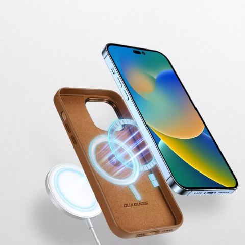 Dux Ducis Etui Dux Ducis Grit skórzane do iPhone 14 Pro Max elegancki pokrowiec ze sztucznej skóry (kompatybilne z MagSafe) brązowy Dux Ducis Etui Dux Ducis Grit skórzane do iPhone 14 Pro Max elegancki pokrowiec ze sztucznej skóry (kompatybilne z MagSafe) brązowy