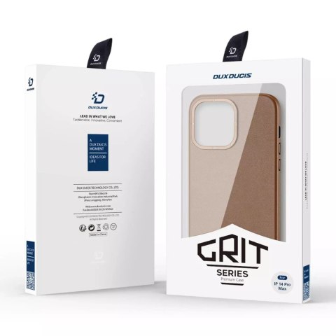 Dux Ducis Etui Dux Ducis Grit skórzane do iPhone 14 Pro Max elegancki pokrowiec ze sztucznej skóry (kompatybilne z MagSafe) brązowy Dux Ducis Etui Dux Ducis Grit skórzane do iPhone 14 Pro Max elegancki pokrowiec ze sztucznej skóry (kompatybilne z MagSafe) brązowy