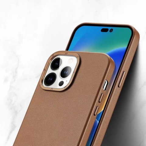 Dux Ducis Etui Dux Ducis Grit skórzane do iPhone 14 Pro Max elegancki pokrowiec ze sztucznej skóry (kompatybilne z MagSafe) brązowy Dux Ducis Etui Dux Ducis Grit skórzane do iPhone 14 Pro Max elegancki pokrowiec ze sztucznej skóry (kompatybilne z MagSafe) brązowy