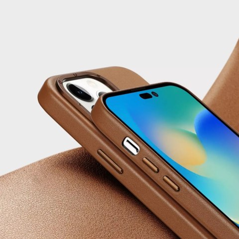 Dux Ducis Etui Dux Ducis Grit skórzane do iPhone 14 Pro Max elegancki pokrowiec ze sztucznej skóry (kompatybilne z MagSafe) brązowy Dux Ducis Etui Dux Ducis Grit skórzane do iPhone 14 Pro Max elegancki pokrowiec ze sztucznej skóry (kompatybilne z MagSafe) brązowy
