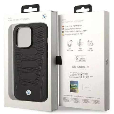 BMW Etui na telefon BMW BMHMP14X22RPSK do Apple iPhone 14 Pro Max 6,7" czarny/black Leather Seats Pattern MagSafe BMW Etui na telefon BMW BMHMP14X22RPSK do Apple iPhone 14 Pro Max 6,7" czarny/black Leather Seats Pattern MagSafe