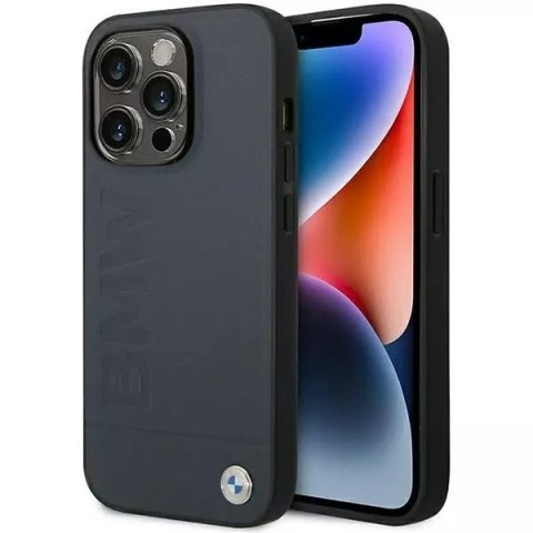 BMW Etui na telefon BMW BMHMP14XSLLNA do Apple iPhone 14 Pro Max 6,7" granatowy/navy hardcase Leather Hot Stamp MagSafe BMW Etui na telefon BMW BMHMP14XSLLNA do Apple iPhone 14 Pro Max 6,7" granatowy/navy hardcase Leather Hot Stamp MagSafe