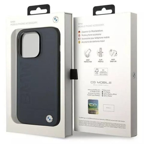 BMW Etui na telefon BMW BMHMP14LSLLNA do Apple iPhone 14 Pro 6,1" granatowy/navy hardcase Leather Hot Stamp MagSafe BMW Etui na telefon BMW BMHMP14LSLLNA do Apple iPhone 14 Pro 6,1" granatowy/navy hardcase Leather Hot Stamp MagSafe