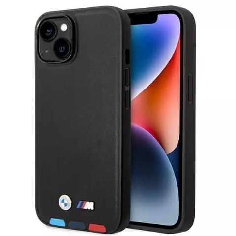BMW Etui na telefon BMW BMHMP14S22PTDK do Apple iPhone 14 6,1" czarny/black Leather Stamp Tricolor Magsafe BMW Etui na telefon BMW BMHMP14S22PTDK do Apple iPhone 14 6,1" czarny/black Leather Stamp Tricolor Magsafe