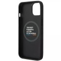 BMW Etui na telefon BMW BMHMP14S22PTDK do Apple iPhone 14 6,1" czarny/black Leather Stamp Tricolor Magsafe