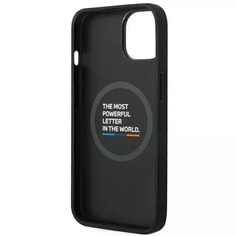 BMW Etui na telefon BMW BMHMP14S22PTDK do Apple iPhone 14 6,1" czarny/black Leather Stamp Tricolor Magsafe BMW Etui na telefon BMW BMHMP14S22PTDK do Apple iPhone 14 6,1" czarny/black Leather Stamp Tricolor Magsafe
