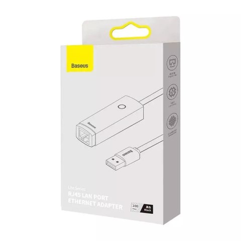 Baseus Adapter sieciowy Baseus Lite Series USB do RJ45, 100Mbps (czarny) Baseus Adapter sieciowy Baseus Lite Series USB do RJ45, 100Mbps (czarny)