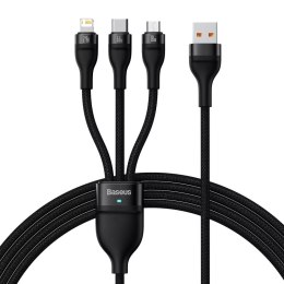 Baseus Baseus Flash Series Ⅱ kabel 3w1 do szybkiego ładowania USB-A do USB-C / Micro-USB / Lightning 66W 480Mb/s 1.2m czarny