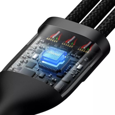 Baseus Baseus Flash Series Ⅱ kabel 3w1 do szybkiego ładowania USB-A do USB-C / Micro-USB / Lightning 66W 480Mb/s 1.2m czarny Baseus Baseus Flash Series Ⅱ kabel 3w1 do szybkiego ładowania USB-A do USB-C / Micro-USB / Lightning 66W 480Mb/s 1.2m czarny