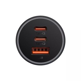 Baseus Baseus Golden Contactor Pro ładowarka samochodowa USB-A + 2x USB-C 65W ciemnoszary (CGJP010013)