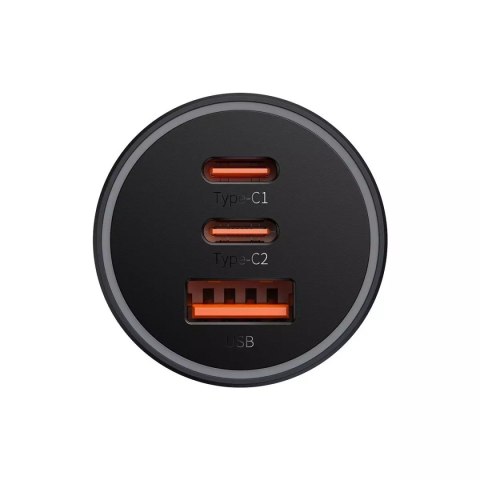 Baseus Baseus Golden Contactor Pro ładowarka samochodowa USB-A + 2x USB-C 65W ciemnoszary (CGJP010013) Baseus Baseus Golden Contactor Pro ładowarka samochodowa USB-A + 2x USB-C 65W ciemnoszary (CGJP010013)