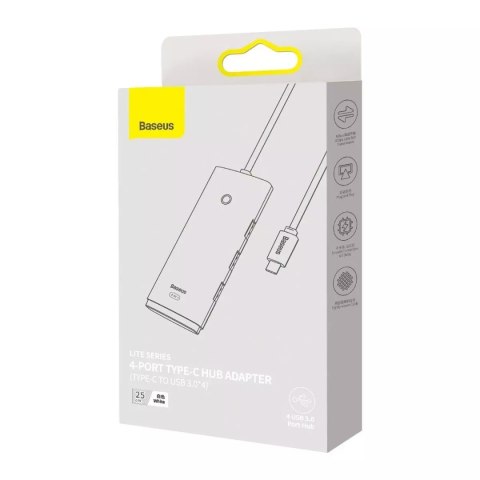Baseus Baseus Lite Series przejściówka HUB USB Typ C - 4x USB 3.0 25cm biały (WKQX030302) Baseus Baseus Lite Series przejściówka HUB USB Typ C - 4x USB 3.0 25cm biały (WKQX030302)