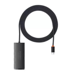 Baseus Hub 4w1 Baseus Lite Series USB-C do 4x USB 3.0 + USB-C, 2m (czarny)