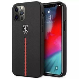 Ferrari Etui na telefon Ferrari iPhone 12 Pro Max czarny/black hardcase Off Track Leather Nylon Stripe