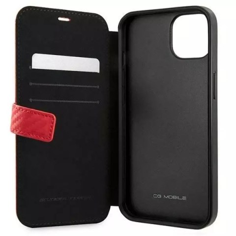 Ferrari Etui na telefon Ferrari iPhone 13 mini 5,4" czerwony/red book On Track Carbon Stripe Ferrari Etui na telefon Ferrari iPhone 13 mini 5,4" czerwony/red book On Track Carbon Stripe