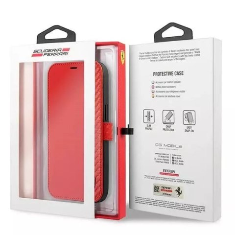 Ferrari Etui na telefon Ferrari iPhone 13 mini 5,4" czerwony/red book On Track Carbon Stripe Ferrari Etui na telefon Ferrari iPhone 13 mini 5,4" czerwony/red book On Track Carbon Stripe