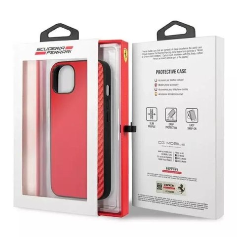 Ferrari Etui na telefon Ferrari iPhone 13 mini 5,4" czerwony/red hardcase On Track Carbon Stripe Ferrari Etui na telefon Ferrari iPhone 13 mini 5,4" czerwony/red hardcase On Track Carbon Stripe