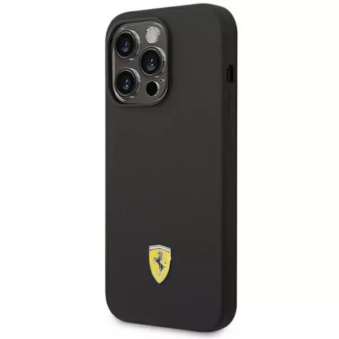 Ferrari Etui na telefon Ferrari iPhone 14 Pro 6,1" czarny/black hardcase Silicone Metal Logo Ferrari Etui na telefon Ferrari iPhone 14 Pro 6,1" czarny/black hardcase Silicone Metal Logo