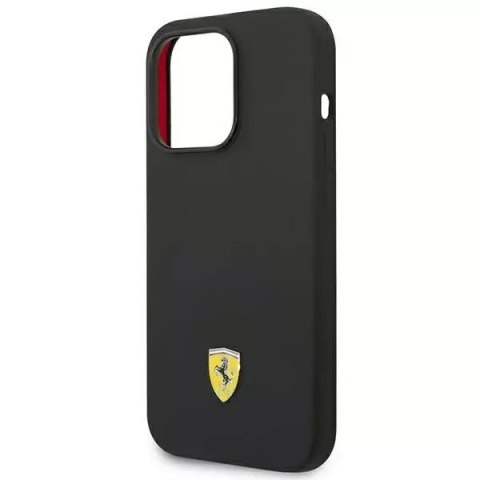 Ferrari Etui na telefon Ferrari iPhone 14 Pro 6,1" czarny/black hardcase Silicone Metal Logo Ferrari Etui na telefon Ferrari iPhone 14 Pro 6,1" czarny/black hardcase Silicone Metal Logo