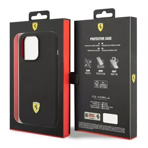 Ferrari Etui na telefon Ferrari iPhone 14 Pro 6,1" czarny/black hardcase Silicone Metal Logo Ferrari Etui na telefon Ferrari iPhone 14 Pro 6,1" czarny/black hardcase Silicone Metal Logo