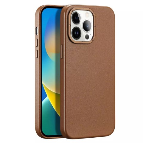 Dux Ducis Dux Ducis Grit skórzane etui do iPhone 14 Pro elegancki pokrowiec ze sztucznej skóry (kompatybilne z MagSafe) brązowy Dux Ducis Dux Ducis Grit skórzane etui do iPhone 14 Pro elegancki pokrowiec ze sztucznej skóry (kompatybilne z MagSafe) brązowy