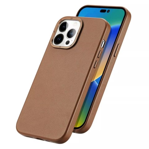 Dux Ducis Dux Ducis Grit skórzane etui do iPhone 14 Pro elegancki pokrowiec ze sztucznej skóry (kompatybilne z MagSafe) brązowy Dux Ducis Dux Ducis Grit skórzane etui do iPhone 14 Pro elegancki pokrowiec ze sztucznej skóry (kompatybilne z MagSafe) brązowy