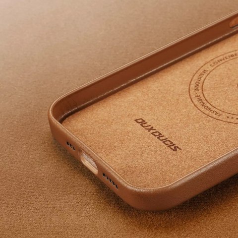 Dux Ducis Dux Ducis Grit skórzane etui do iPhone 14 Pro elegancki pokrowiec ze sztucznej skóry (kompatybilne z MagSafe) brązowy Dux Ducis Dux Ducis Grit skórzane etui do iPhone 14 Pro elegancki pokrowiec ze sztucznej skóry (kompatybilne z MagSafe) brązowy