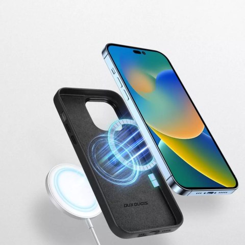 Dux Ducis Dux Ducis Grit skórzane etui do iPhone 14 Pro elegancki pokrowiec ze sztucznej skóry (kompatybilne z MagSafe) czarny Dux Ducis Dux Ducis Grit skórzane etui do iPhone 14 Pro elegancki pokrowiec ze sztucznej skóry (kompatybilne z MagSafe) czarny
