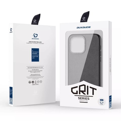 Dux Ducis Dux Ducis Grit skórzane etui do iPhone 14 Pro elegancki pokrowiec ze sztucznej skóry (kompatybilne z MagSafe) czarny Dux Ducis Dux Ducis Grit skórzane etui do iPhone 14 Pro elegancki pokrowiec ze sztucznej skóry (kompatybilne z MagSafe) czarny