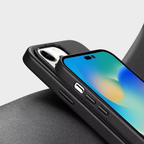 Dux Ducis Dux Ducis Grit skórzane etui do iPhone 14 Pro elegancki pokrowiec ze sztucznej skóry (kompatybilne z MagSafe) czarny Dux Ducis Dux Ducis Grit skórzane etui do iPhone 14 Pro elegancki pokrowiec ze sztucznej skóry (kompatybilne z MagSafe) czarny