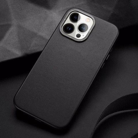 Dux Ducis Dux Ducis Grit skórzane etui do iPhone 14 Pro elegancki pokrowiec ze sztucznej skóry (kompatybilne z MagSafe) czarny Dux Ducis Dux Ducis Grit skórzane etui do iPhone 14 Pro elegancki pokrowiec ze sztucznej skóry (kompatybilne z MagSafe) czarny