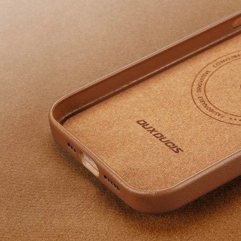 Dux Ducis Dux Ducis Grit skórzane etui do iPhone 14 elegancki pokrowiec ze sztucznej skóry (kompatybilne z MagSafe) brązowy Dux Ducis Dux Ducis Grit skórzane etui do iPhone 14 elegancki pokrowiec ze sztucznej skóry (kompatybilne z MagSafe) brązowy