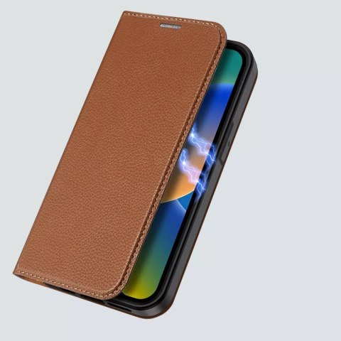 Dux Ducis Dux Ducis Skin X2 etui do iPhone 14 pokrowiec z magnetyczną klapką brązowy Dux Ducis Dux Ducis Skin X2 etui do iPhone 14 pokrowiec z magnetyczną klapką brązowy