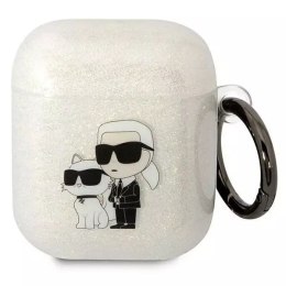 Karl Lagerfeld Etui ochronne na słuchawki Karl Lagerfeld do Airpods 1/2 cover transparent Gliter Karl&Choupette