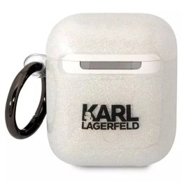 Karl Lagerfeld Etui ochronne na słuchawki Karl Lagerfeld do Airpods 1/2 cover transparent Gliter Karl&Choupette