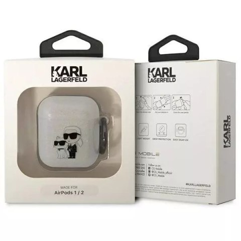 Karl Lagerfeld Etui ochronne na słuchawki Karl Lagerfeld do Airpods 1/2 cover transparent Gliter Karl&Choupette Karl Lagerfeld Etui ochronne na słuchawki Karl Lagerfeld do Airpods 1/2 cover transparent Gliter Karl&Choupette