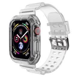 ProducentTymczasowy Pasek sportowy silikonowy Opaska Bransoleta z etui do zegarka do Apple Watch 1 2 3 38mm Przezroczysty