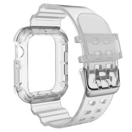 ProducentTymczasowy Pasek sportowy silikonowy Opaska Bransoleta z etui do zegarka do Apple Watch 1 2 3 38mm Przezroczysty