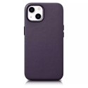 ICarer Etui na telefon iCarer Case Leather z naturalnej skóry do iPhone 14 Plus ciemnofioletowy (kompatybilne z MagSafe)