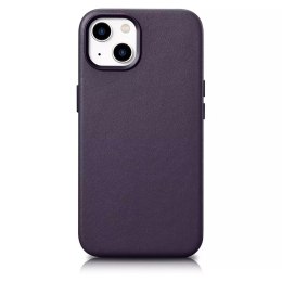 ICarer Etui na telefon iCarer Case Leather z naturalnej skóry do iPhone 14 Plus ciemnofioletowy (kompatybilne z MagSafe)