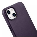 ICarer Etui na telefon iCarer Case Leather z naturalnej skóry do iPhone 14 Plus ciemnofioletowy (kompatybilne z MagSafe)